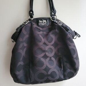 Coach Black and Gray Patterned Shoulder Bag